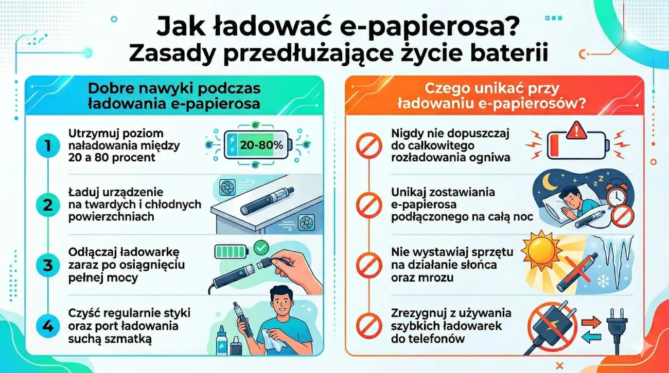 Jak ładować e-papierosa? Zasady przedłużające życie baterii