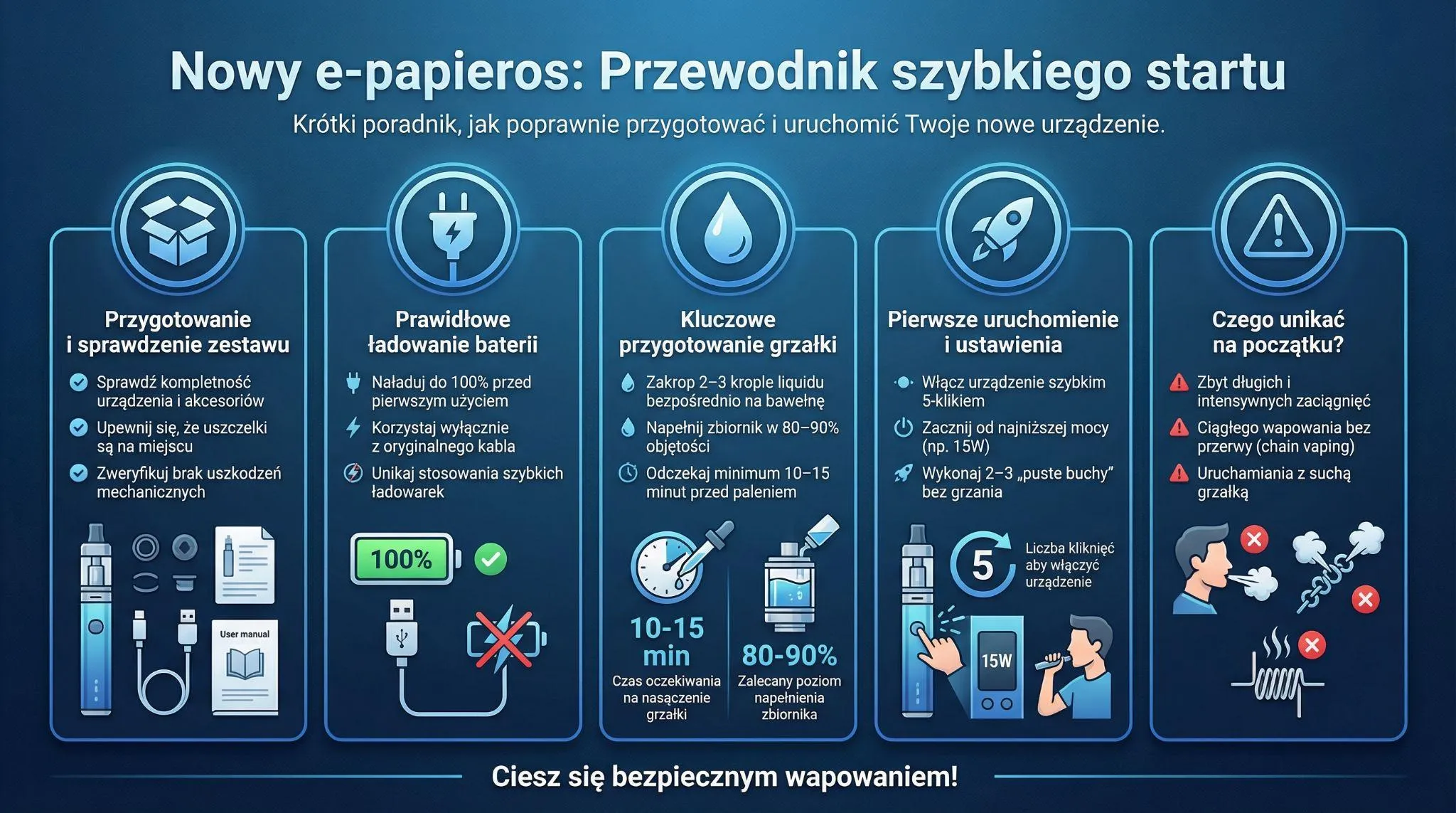Nowy e-papieros - przewodnik szybkiego startu