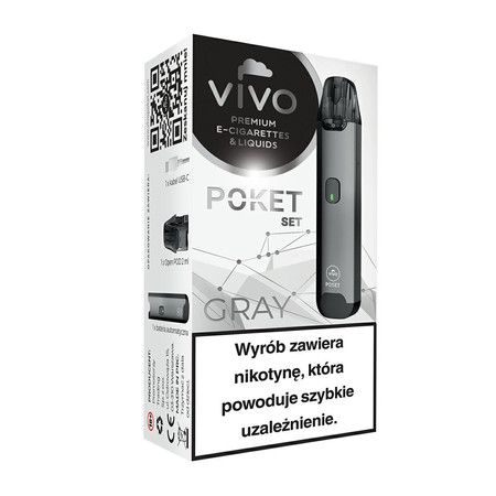 E-Cigareta POD VIVO Poket Open Grey bez žhaviacej hlavy bez žhaviacej hlavy