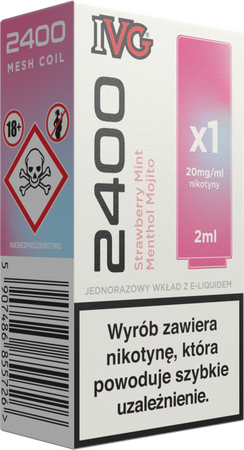 Cartridge IVG 2400 - Strawberry Mint Menthol Mojito 20mg 2ml