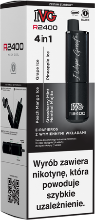 E-Cigarette POD IVG 2400 Starter Kit Black x 4 flavours