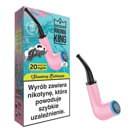 Țigară de unică folosință AROMA King Pipe Ray Neon 700+ Strawberry Bubblegum 20mg